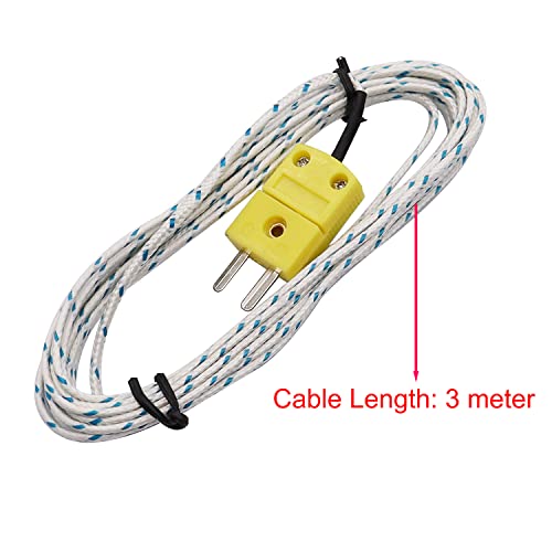 TWTADE 5pcs 3M K Type Mini-Connector Thermocouple Temperature Probe Sensor Measure Range -50~350°C