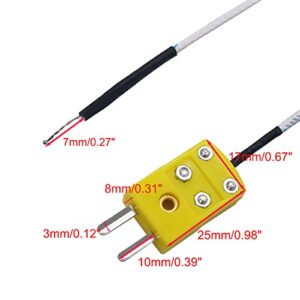 TWTADE 5pcs 3M K Type Mini-Connector Thermocouple Temperature Probe Sensor Measure Range -50~350°C