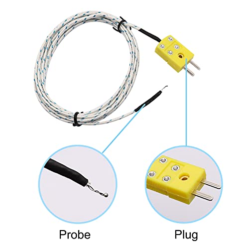 TWTADE 5pcs 3M K Type Mini-Connector Thermocouple Temperature Probe Sensor Measure Range -50~350°C