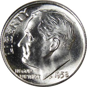 1958 roosevelt dime bu uncirculated mint state 90% silver 10c us coin