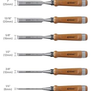 EZARC 6 Pieces Wood Chisel Tool Sets Woodworking Carving Chisel Kit with Premium Wooden Case for Carpenter Craftsman