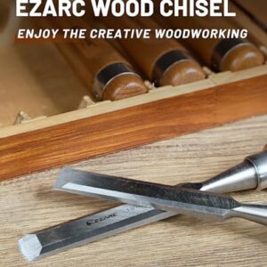 EZARC 6 Pieces Wood Chisel Tool Sets Woodworking Carving Chisel Kit with Premium Wooden Case for Carpenter Craftsman