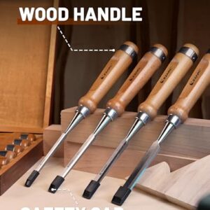 EZARC 6 Pieces Wood Chisel Tool Sets Woodworking Carving Chisel Kit with Premium Wooden Case for Carpenter Craftsman