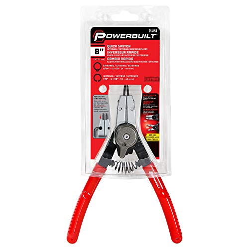 Powerbuilt Combo Switch Internal/External Snap Ring Pliers, Straight/Bent Jaw for Ring Remover, Extra Tips - 941456