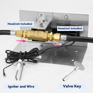 Skyflame Stainless Steel Extensive Fire Pit Gas Burner Spark Ignition Kit - Including Push Button Igniter, 1/2 Straight Gas Key Valve with Key