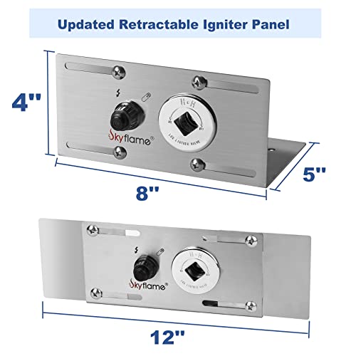 Skyflame Stainless Steel Extensive Fire Pit Gas Burner Spark Ignition Kit - Including Push Button Igniter, 1/2 Straight Gas Key Valve with Key