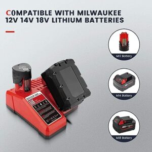 Rapid 12v Charger Compatible with Milwaukee 12V-18V Lithium Battery 48-11-1815 48-11-1820 48-11-1840 48-11-1850 48-11-1890 48-11-2401 48-11-2420 48-11-2440 Battery Charger