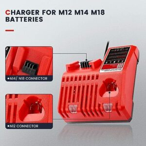 Rapid 12v Charger Compatible with Milwaukee 12V-18V Lithium Battery 48-11-1815 48-11-1820 48-11-1840 48-11-1850 48-11-1890 48-11-2401 48-11-2420 48-11-2440 Battery Charger