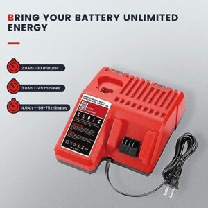 Rapid 12v Charger Compatible with Milwaukee 12V-18V Lithium Battery 48-11-1815 48-11-1820 48-11-1840 48-11-1850 48-11-1890 48-11-2401 48-11-2420 48-11-2440 Battery Charger