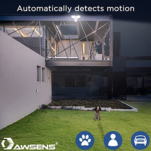 AWSENS 30W LED Motion Sensor Security Light Outdoor, 180 Degree, 2600 LM, 5100 K, ETL Water Resistant, 2 Head Adjustable Motion Sensor Outdoor Detector Light for Patio, Garage, Porch (White)