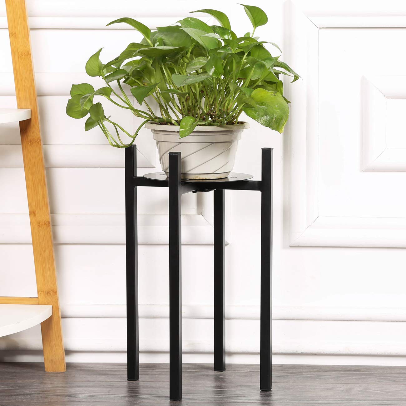 Sunnyglade Plant Stand Metal Potted Plant Holder Sturdy, Galvanized Steel Pot Stand with Stylish Mid-Century Design, Medium for Indoor, Outdoor House, Garden & Patio (15" High)