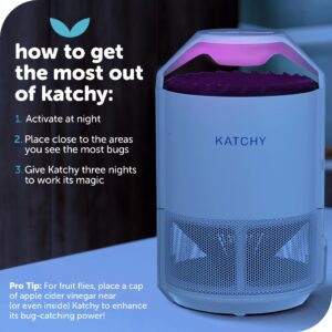 Katchy Indoor Insect Trap - Catcher & Killer for Mosquitos, Gnats, Moths, Fruit Flies - Non-Zapper Traps for Inside Your Home - Catch Insects Indoors with Suction, Bug Light & Sticky Glue (White)