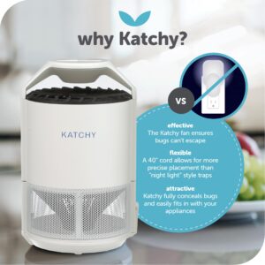 Katchy Indoor Insect Trap - Catcher & Killer for Mosquitos, Gnats, Moths, Fruit Flies - Non-Zapper Traps for Inside Your Home - Catch Insects Indoors with Suction, Bug Light & Sticky Glue (White)