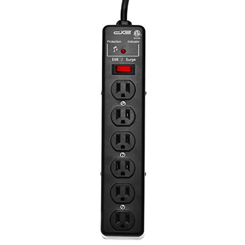 Digital Energy EMI Sound Filter/Noise Reducer - 15 Foot Long 14/3 Cable - 6 Outlet Metal Body Surge Protector Power Strip | 1200 Joule, Heavy Duty Construction