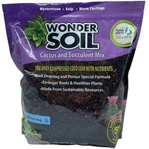 wonder soil | organic cactus & succulent soil (12 quarts). fast draining ready to plant coco coir loaded w/nutrients | 3 lbs expands to 12 quarts | incl worm castings & nutrients
