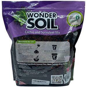 WONDER SOIL | Organic Cactus & Succulent Soil (12 Quarts). Fast Draining Ready to Plant Coco Coir Loaded w/Nutrients | 3 LBS Expands to 12 Quarts | Incl Worm Castings & Nutrients