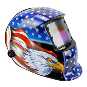 geelife solar powered welding helmet auto darkening hood with adjustable shade range 4/9-13 for mig tig arc welder mask (blue eagle)