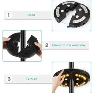 Patio Umbrella Light Warm White 3 Lighting Modes Cordless 24 LED Lights,4 AA Battery Operated Umbrella Pole Light for Patio Umbrellas Camping Tents or Outdoor Use