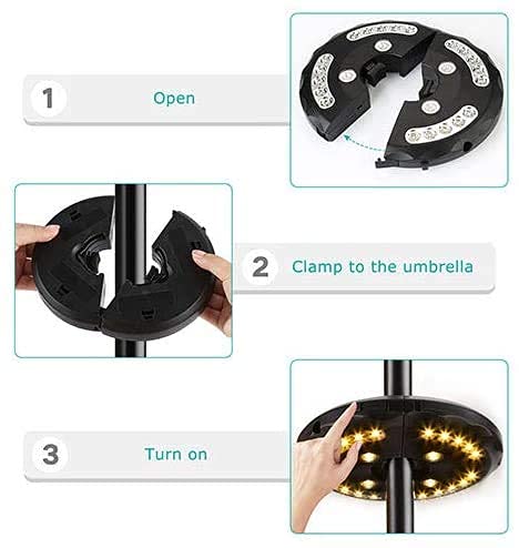 Patio Umbrella Light Warm White 3 Lighting Modes Cordless 24 LED Lights,4 AA Battery Operated Umbrella Pole Light for Patio Umbrellas Camping Tents or Outdoor Use