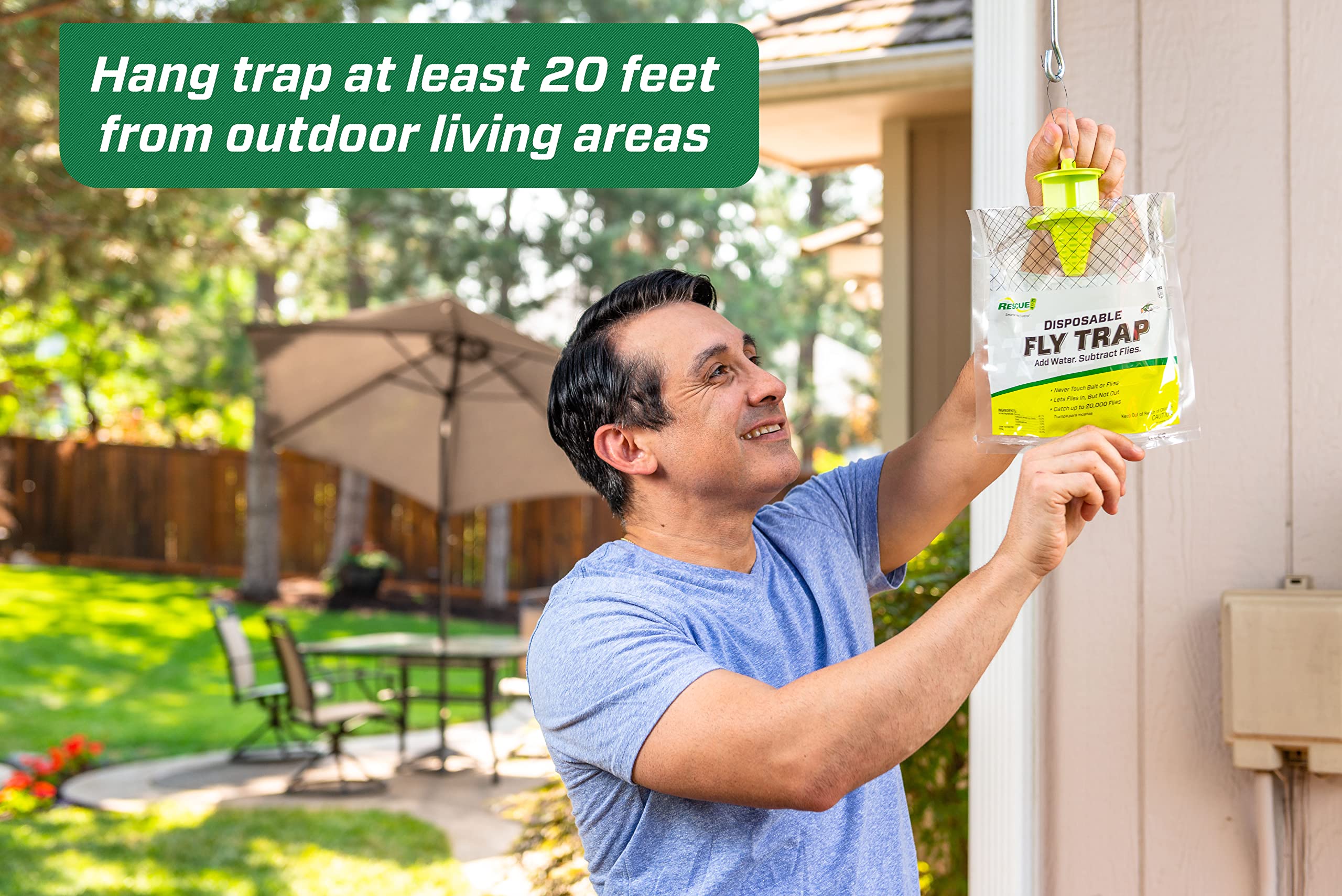 RESCUE! Outdoor Disposable Hanging Fly Trap - 6 Traps