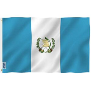 anley fly breeze 3x5 foot guatemala flag - vivid color and fade proof - canvas header and double stitched - guatemalan country flags polyester with brass grommets 3 x 5 ft