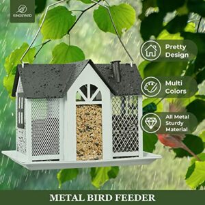 Kingsyard Bird Feeder House for Outside, Metal Mesh Wild Bird Feeder with Triple Feeders for Finch Cardinal Chickadee, Large Capacity, Weatherproof and Durable