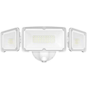 glorious-lite 35w led dusk to dawn security lights, 3500lm exterior flood lights, ip65 waterproof outdoor 3 adjustable heads photocell lights fixture, 5500k daylight white floodlights for patio, yard