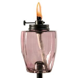 tiki brand adjustable flame tiki torch glass pink - outdoor decorative lighting for patio, backyard, lawn, 64 in, 1118019,red