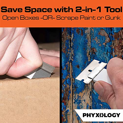 Pocket-Sized, USA-Made Carton Cutter and Scraper Tool 2Pk. Retractable, Durable Mini Box Opener Ideal for Cutting Cardboard and Scraping Windows. Strong, Handy Utility Knife Great for Your Garage