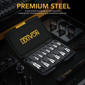 LEXIVON Torx Bit Socket Set, Premium S2 Alloy Steel | 13-Piece Star T8 - T60 Set | Enhanced Storage Case (LX-143)