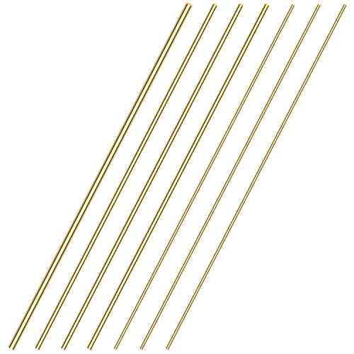 Sutemribor Brass Solid Round Rod Lathe Bar Stock, Diameter 1/8 Inch+3/16 Inch+1/4 Inch, Length 14 Inches, Total 7 PCS