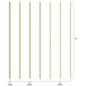 Sutemribor Brass Solid Round Rod Lathe Bar Stock, Diameter 1/8 Inch+3/16 Inch+1/4 Inch, Length 14 Inches, Total 7 PCS