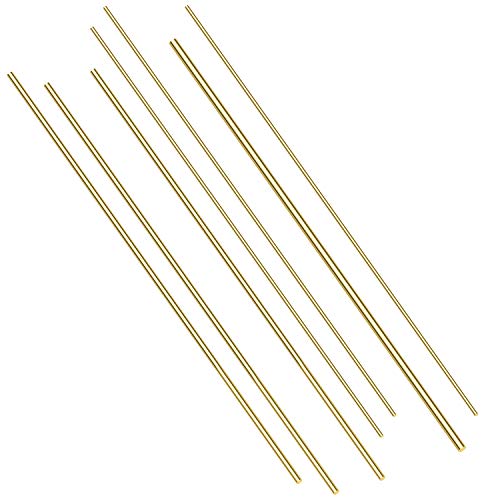 Sutemribor Brass Solid Round Rod Lathe Bar Stock, Diameter 1/8 Inch+3/16 Inch+1/4 Inch, Length 14 Inches, Total 7 PCS