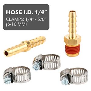 Hromee Air Hose Fittings 1/4 Inch NPT Brass Quick Connect Coupler and Plug, 20 Pieces Air Compressor Accessory Kit with Blow Gun and Tire Gauge