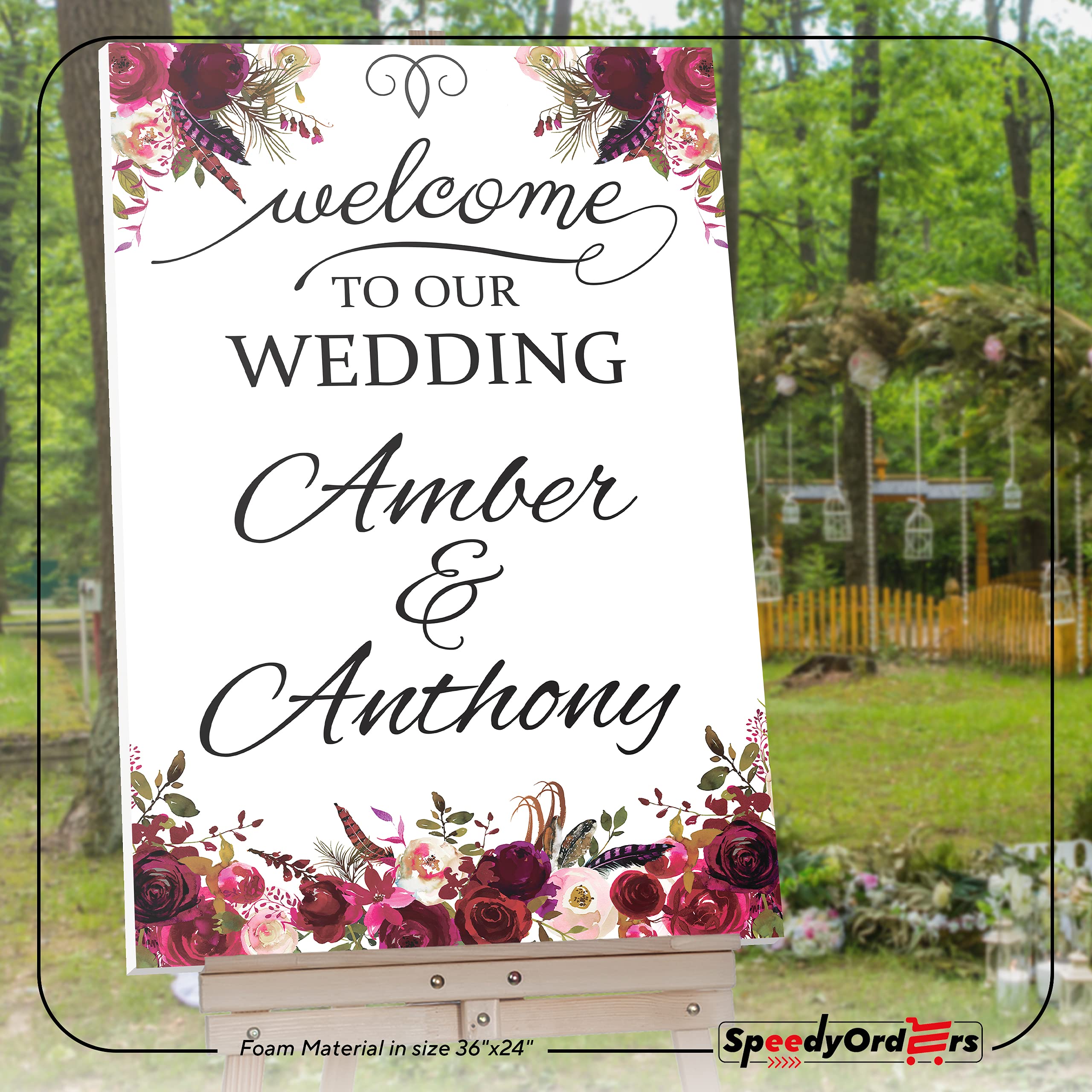 Roses Themed Wedding Sign - Wedding Welcome Sign - Wedding Reception Poster - Wedding Signs For Ceremony