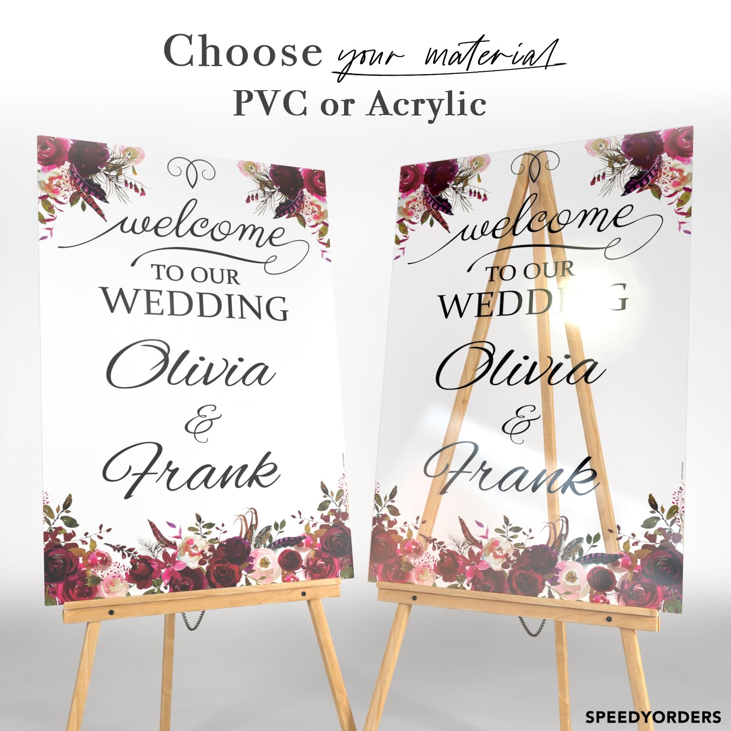 Roses Themed Wedding Sign - Wedding Welcome Sign - Wedding Reception Poster - Wedding Signs For Ceremony