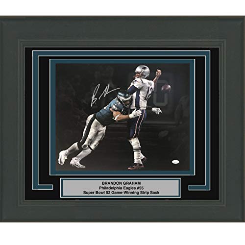 Framed Autographed/Signed Brandon Graham Philadelphia Eagles Spotlight Game Winning Strip Sack Fumble vs. Tom Brady Super Bowl LII 52 Champions 16x20 Football Photo JSA COA