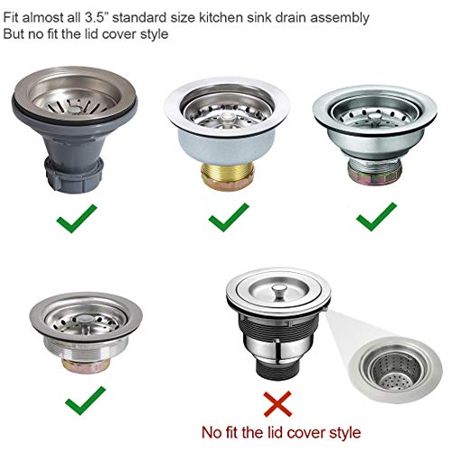 GZILA Kitchen Sink Stopper, Flat Decor Cover 304 Stainless Steel Sink Drain Stopper, Fits 3.5" Standard Strainer Brushed Nickel