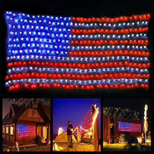 YULIANG LED American Flag Lights,6.5ft*3.2ft Waterproof American Flag Lights Outdoor for 4th of July Decorations,Independence Day,Memorial Day, Festival, Garden,Outdoor Christmas Decoration