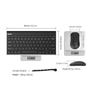 Arteck 2.4G Wireless Keyboard and Mouse Combo Ultra Compact Slim Stainless Full Size Keyboard and Ergonomic Mouse for Computer/Desktop/PC/Laptop and Windows 10/8/7 Build in Rechargeable Battery