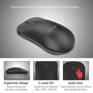 Arteck 2.4G Wireless Keyboard and Mouse Combo Ultra Compact Slim Stainless Full Size Keyboard and Ergonomic Mouse for Computer/Desktop/PC/Laptop and Windows 10/8/7 Build in Rechargeable Battery