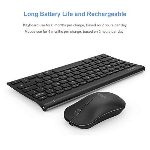 Arteck 2.4G Wireless Keyboard and Mouse Combo Ultra Compact Slim Stainless Full Size Keyboard and Ergonomic Mouse for Computer/Desktop/PC/Laptop and Windows 10/8/7 Build in Rechargeable Battery