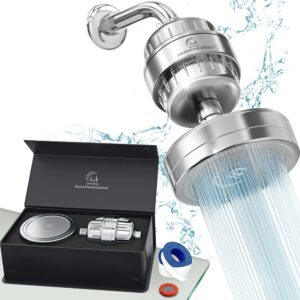 aquahomegroup luxury filtered shower head set 15+2 stage shower filter for hard water removes chlorine and harmful substances - showerhead filter high output