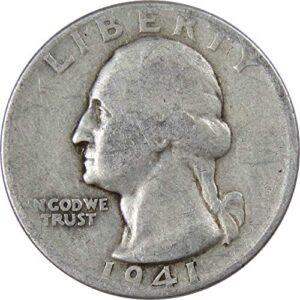 1941 d washington quarter ag about good 90% silver 25c us coin collectible