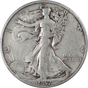 1937 liberty walking half dollar f fine 90% silver 50c us coin collectible