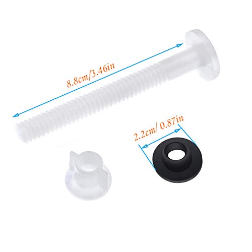 6 Pack Plastic Toilet Seat Hinge Bolts and Nuts Washers for Top Mount Toilet Seat Hinges