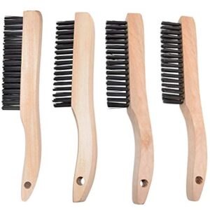 JOUNJIP 4 Multi-Purpose Shoe Handle Wire Scratch Brushes with Black Oil Tempered Steel