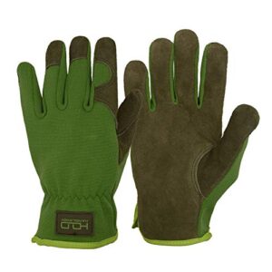 handlandy men women leather gardening gloves, utility work gloves for mechanics, construction, driver, dexterity breathable design (large)