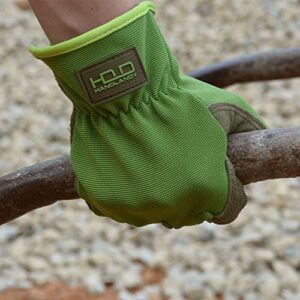 HANDLANDY Men Women Leather Gardening Gloves, Utility Work Gloves for Mechanics, Construction, Driver, Dexterity Breathable Design (Large)