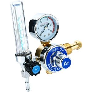 Argon Regulator With Flowmeter TIG Welder MIG Welding CO2 Regulator 0 to 25 L/MIN - 0 to 25 MPA Pressure Gauge CGA580 Inlet Connection Gas Welder Welding Regulator with Built-In Flow Meter